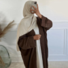 عباية كوردروي مفتوحة باللون البني