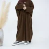 عباية كوردروي مفتوحة باللون البني