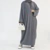 عباية كوردروي مفتوحة باللون الرمادي
